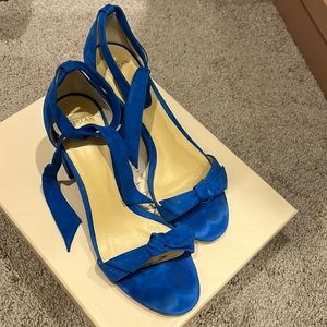 Alexandre Birman Clarita Sapphire blue suede bow tie sandals block heels shoes